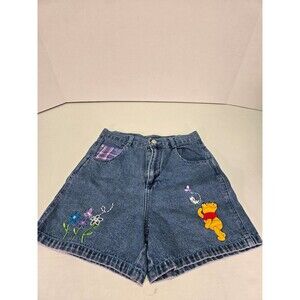 Y2K Winnie The Pooh Denim Shorts Vintage Girls 14 Embroidered